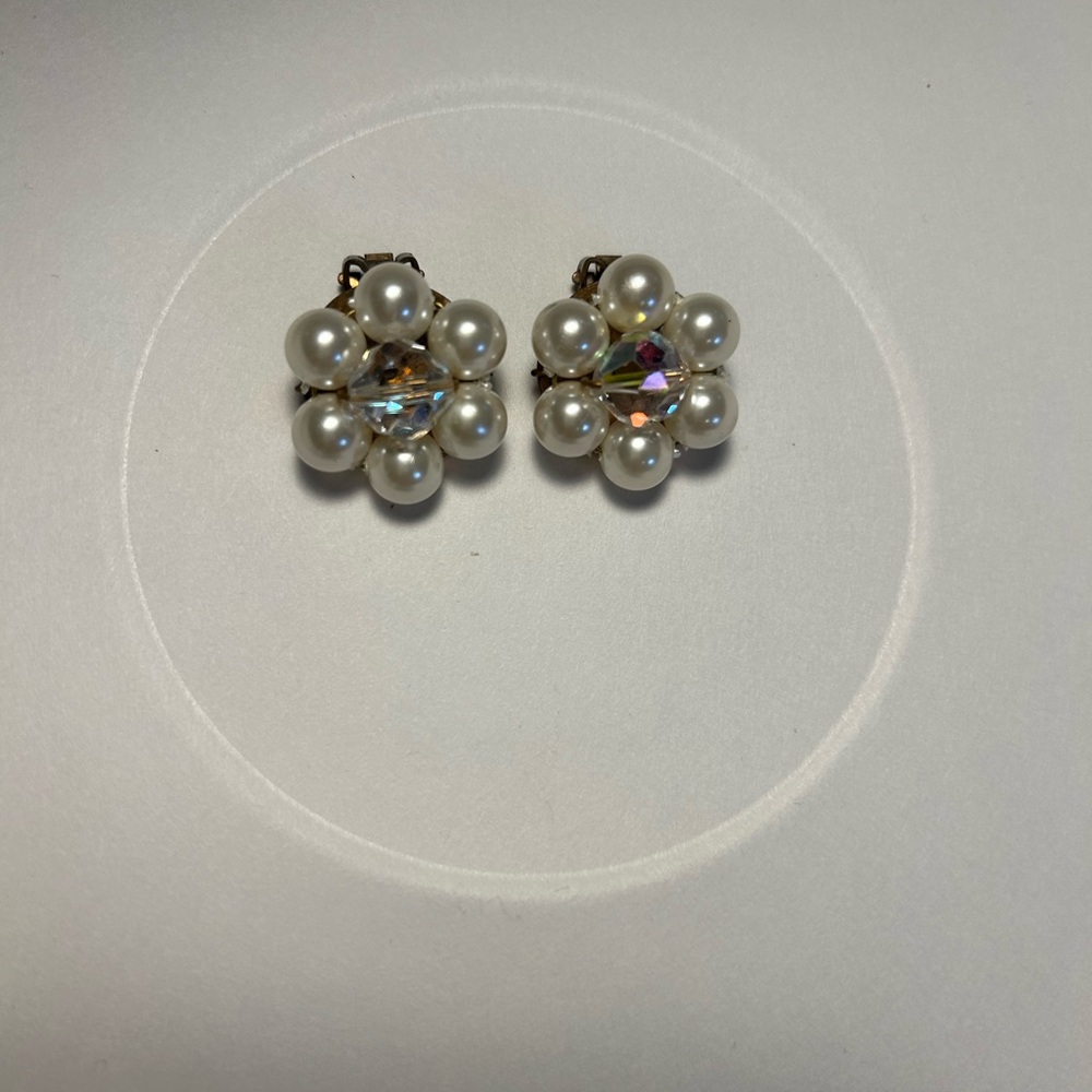 Elegant Pearl and Crystal Clip-On Earrings